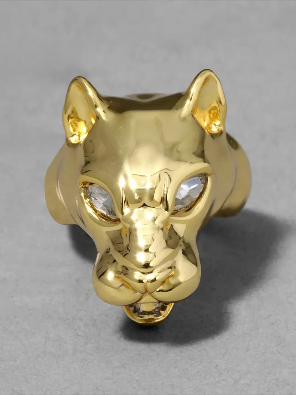 Alexis Bittar Gold Panther Visage Ring, Size 8